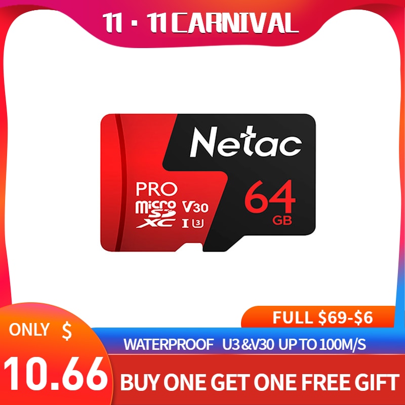 Netac ũ SD ī ޸ ƽ, 64GB ÷ ī, Ŭ 10 Suntrsi ȭ, Ǯ HD   4K Ʈ HD , ī޶ P500